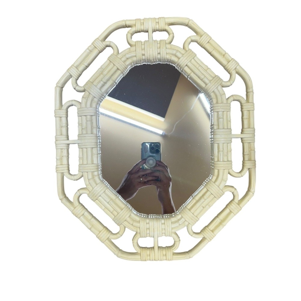 1986 Vintage Faux Bamboo Mirror Butterfly Shelf Set Homco Cottagecore Retro Boho - Picture 3 of 14